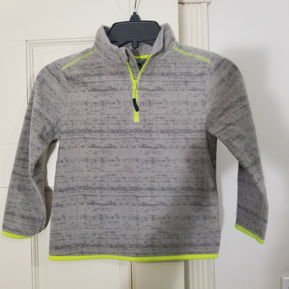 🔴 Primark Gray and Neon Green Kids fleece warm Sweater boys size 5 (A25)